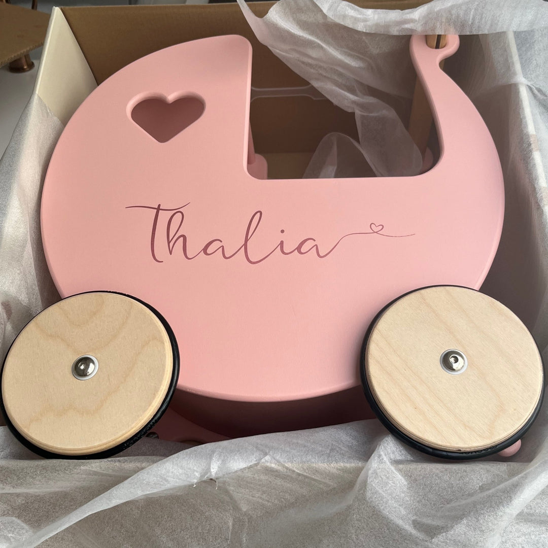 Personalised wooden dolls pram hotsell